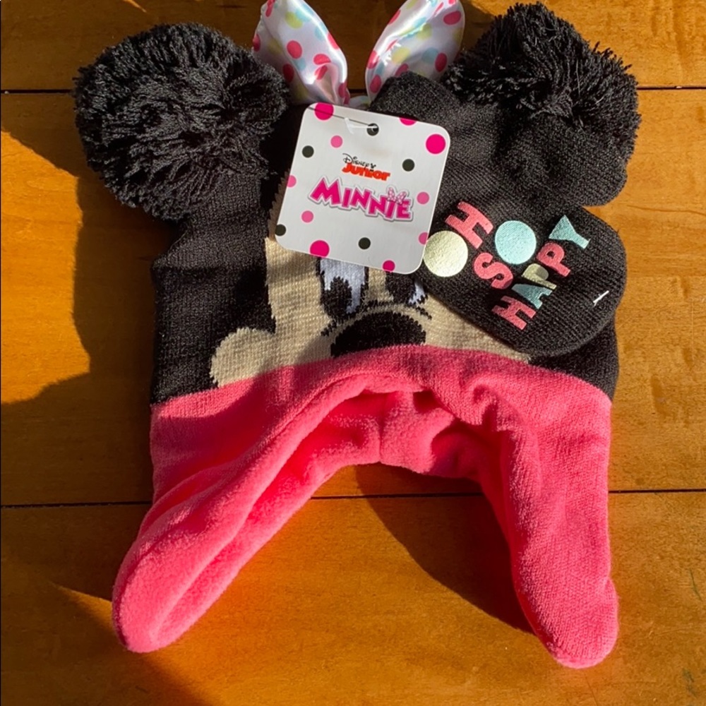 Disney Minnie Mouse hat and mittens. Pink OS girl. NWT